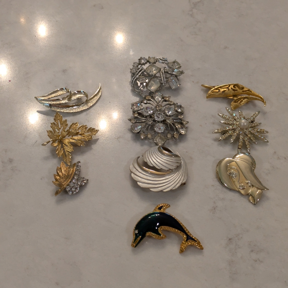 Set Of 10 Brooches